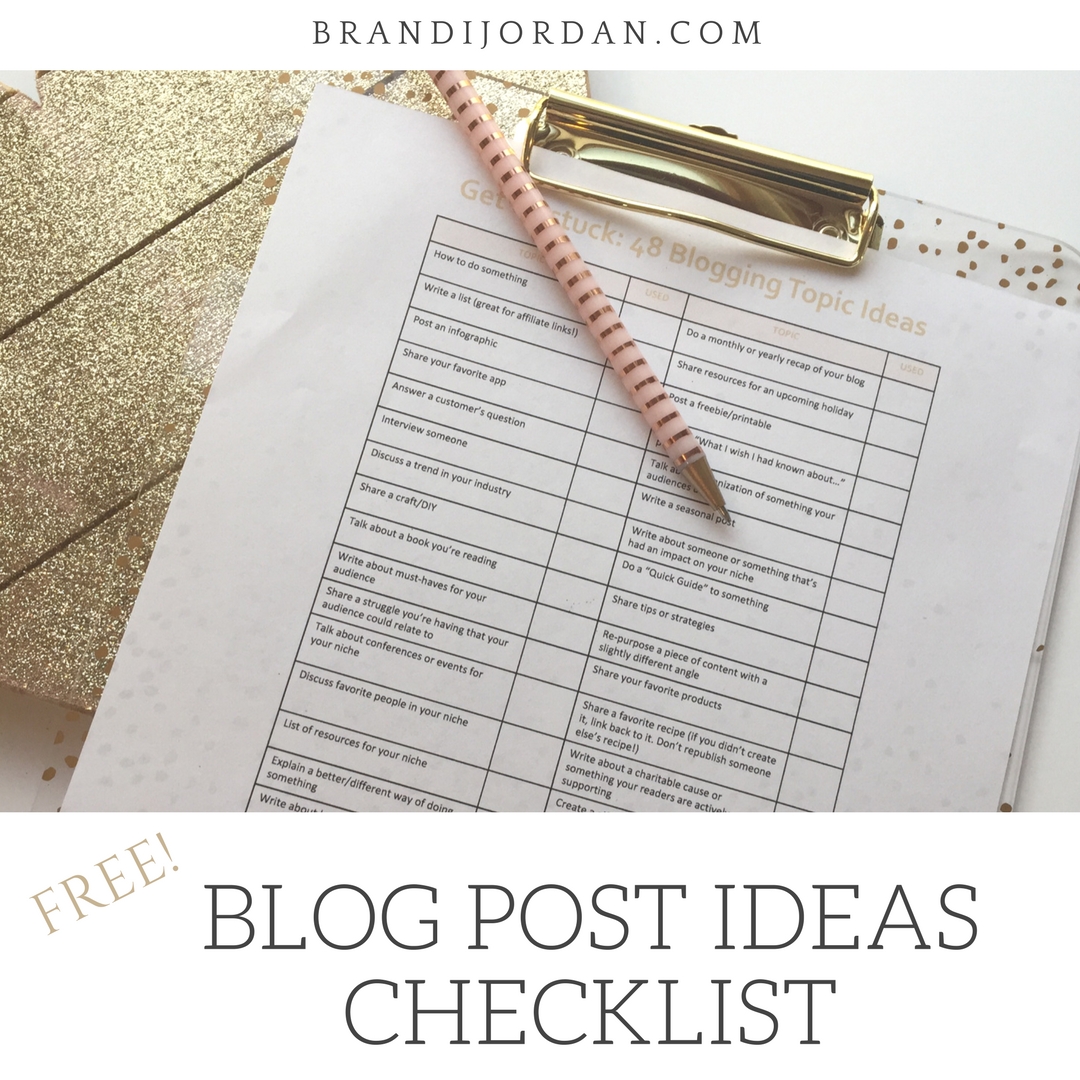 FREE Printable List of 48 Blogging Topic Ideas to Get You Started